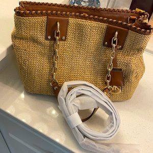 Michael Kors straw and gold bag